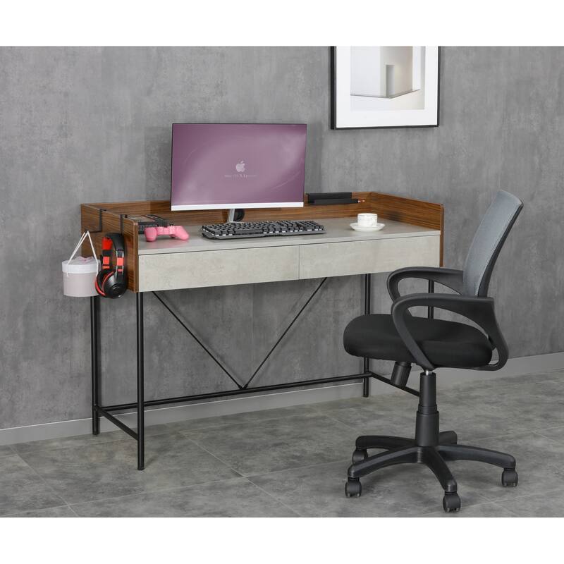 JJS 48" Home Office Computer Laptop Desk with Drawers, Modern Wooden